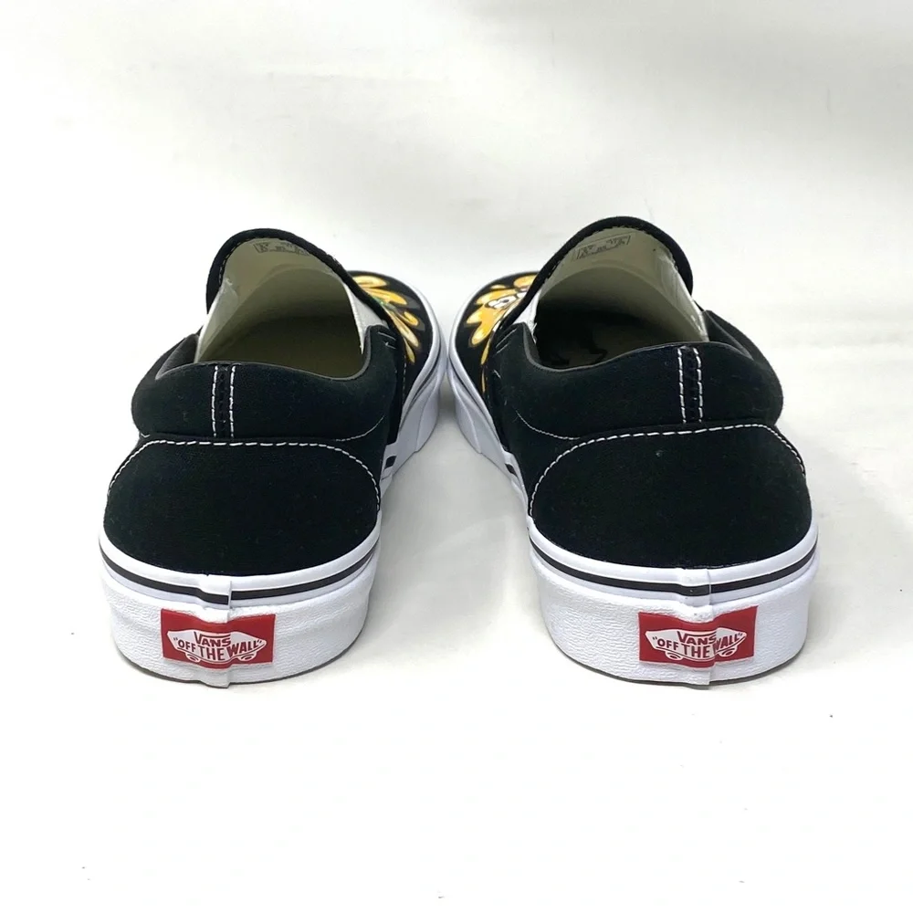 VANS Slip On Sneakers Canvas Yellow Black Men's Skate Low Top Custom Alsu01247 - Picture 6 of 10